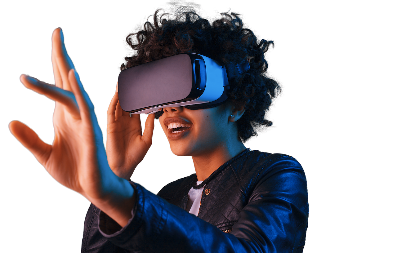Woman using VR headset